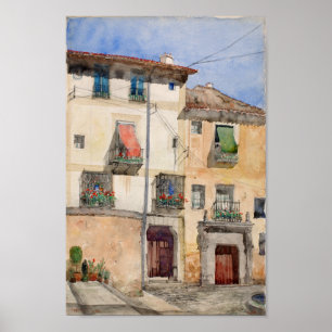 Old House in Segovia Spain Vintage Travel Fine Art Poster