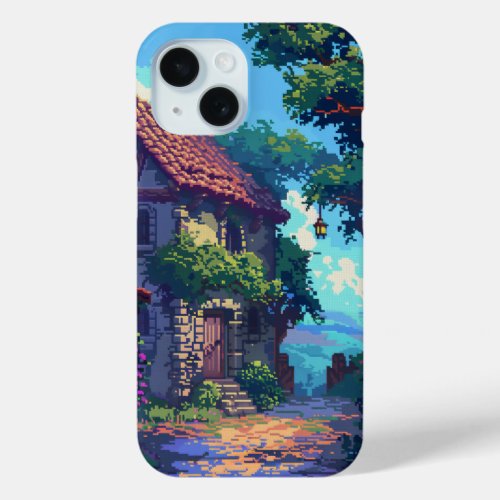 Old House Pixel Art iPhone 15 Case