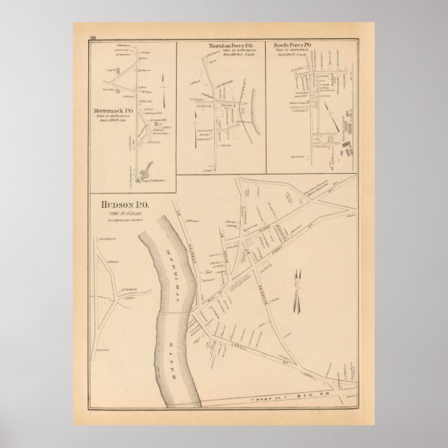 Old Hudson NH Map (1892)  Poster (Front)