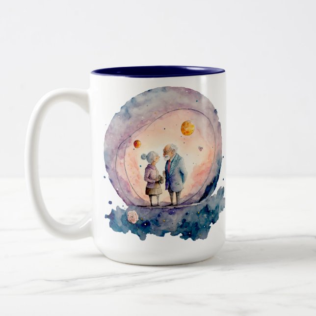 Old Husband and Wife Anniversary Valentine's Mug (Left)