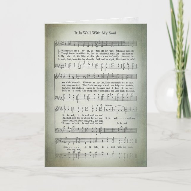old hymn music for sympathy card (Front)