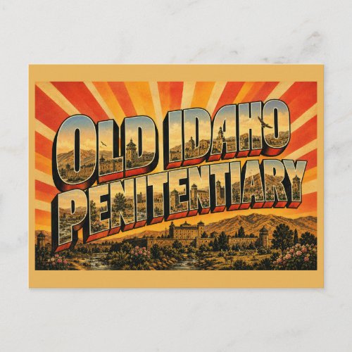 Old Idaho Penitentiary Sandstone Garden Foothill Postcard