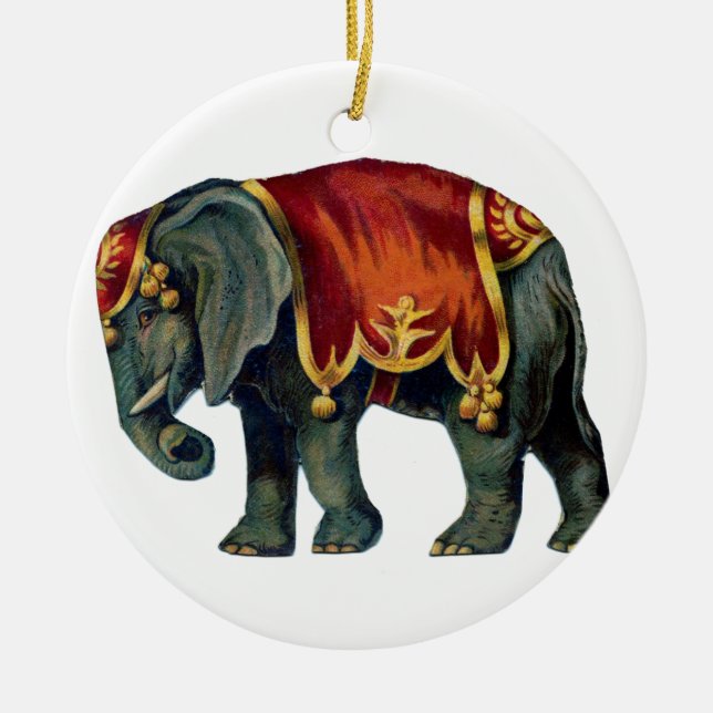 Old iIustração of circus elephant Ceramic Ornament (Front)
