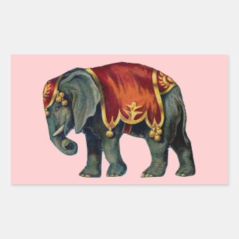 Old Iiustração Of Circus Elephant Rectangular Sticker by ARTBRASIL at Zazzle
