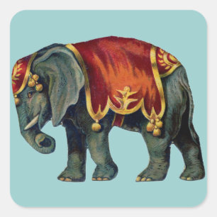 Old iIustração of circus elephant Square Sticker