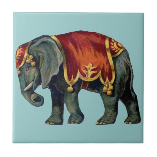 Old iIustrao of circus elephant Tile