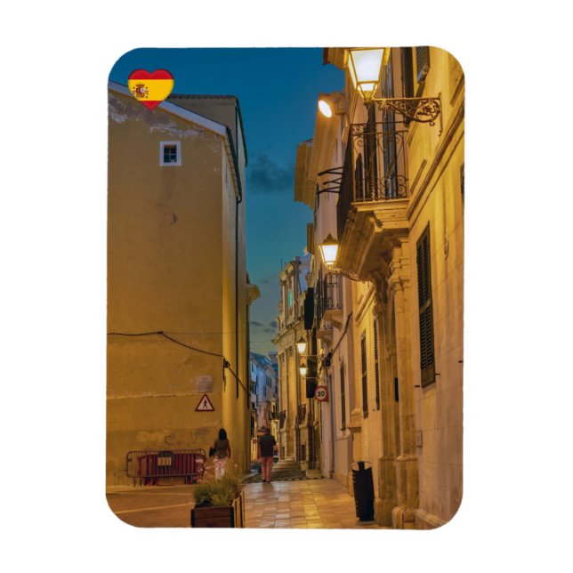 Old illuminated narrow street in Mahon - Menorca Magnet (Vertical)