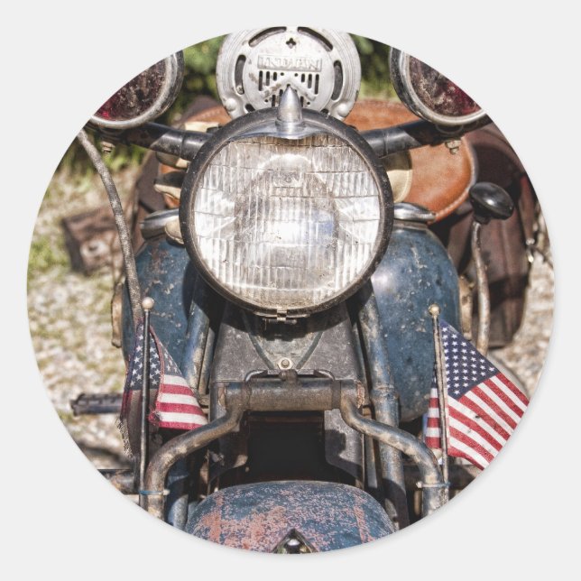 old Indian Police Motorcycle Classic Round Sticker (Front)
