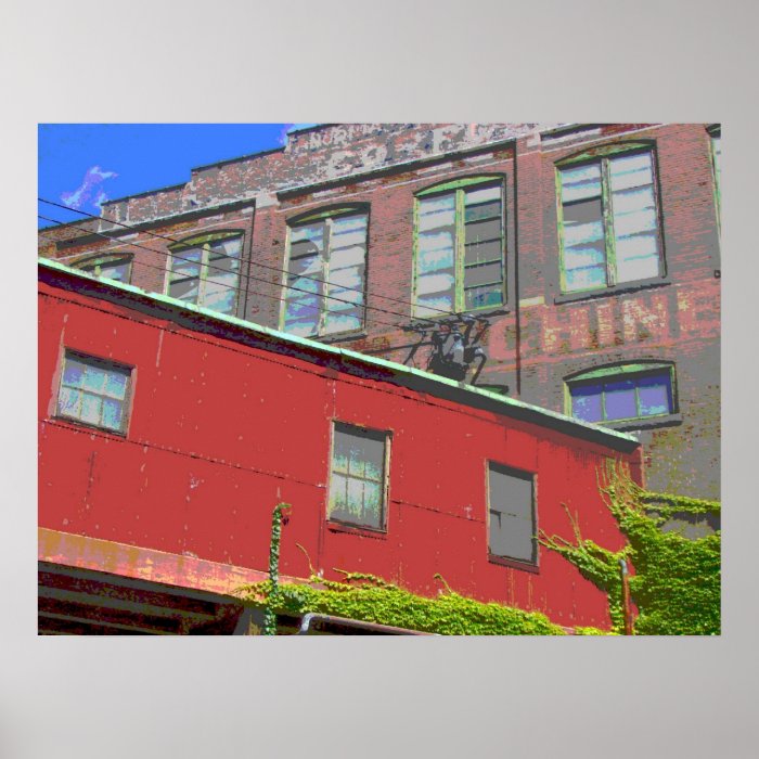 Old Industrial Warehouse and Walkway Poster