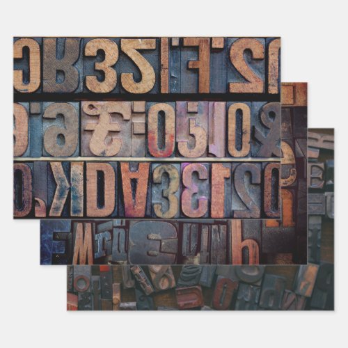 OLD INSUSTRIAL TYPESET HEAVY WEIGHT DECOUPAGE WRAPPING PAPER SHEETS