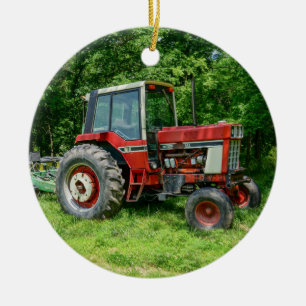 Old International Tractor Ceramic Ornament