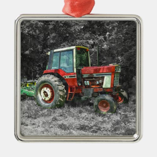 Old International Tractor Painterly Metal Ornament