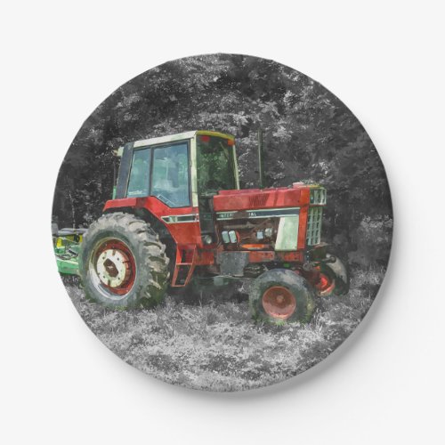 Old International Tractor Painterly Paper Plates