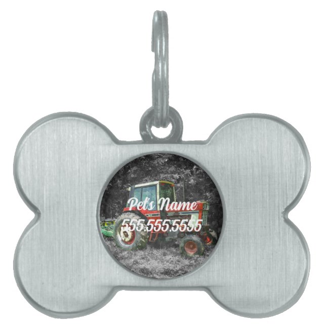 Old International Tractor Painterly Pet ID Tag (Front)