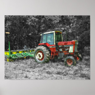 Old International Tractor Painterly Poster