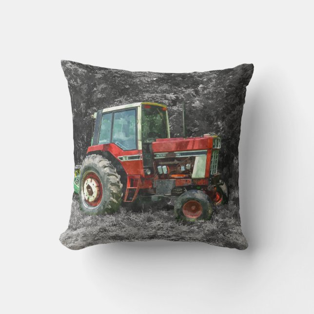 Old International Tractor Painterly Throw Pillow (Front)