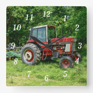 Old International Tractor Square Wall Clock