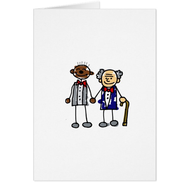 Old Interracial Gay Couple Cards (Front)
