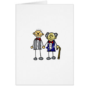 Old Interracial Gay Couple white asian Cards