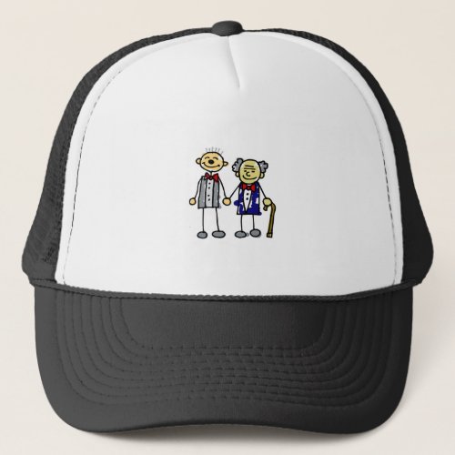 Old Interracial Gay Couple white asian Trucker Hat