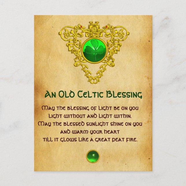 Old Irish Blessing For Luck Parchment,Celtic Knots Postcard (Front)