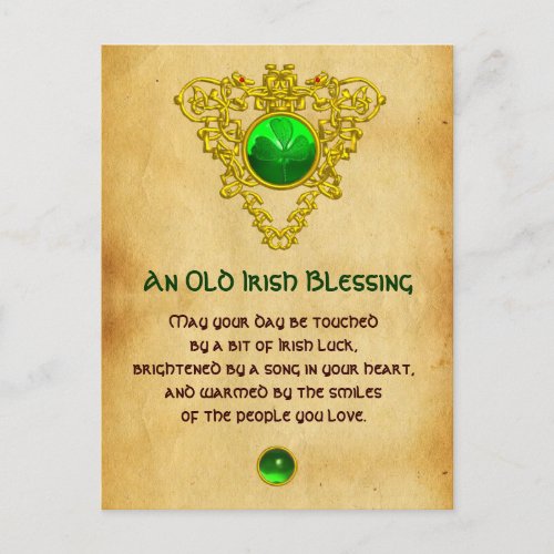 Old Irish Blessing For Luck ParchmentCeltic Knots Postcard