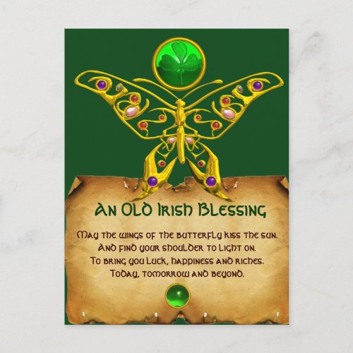 Old Irish Blessing For Luck Parchment Postcard