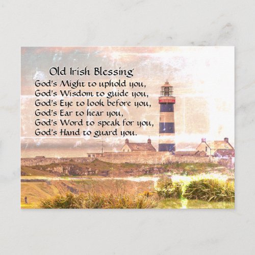 Old Irish Blessing Lighthouse on Coast of Ireland Postcard