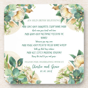 Old Irish Blessing on Gold Dust and Roses Beverage Coaster