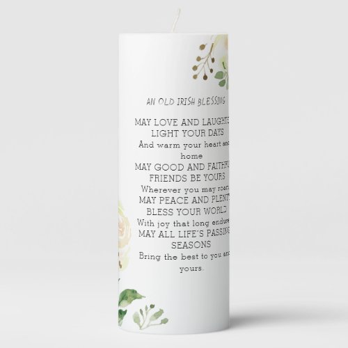 Old Irish Blessing  Personalize Wedding Greenery  Pillar Candle
