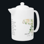 Old Irish Blessing & Personalize Wedding Greenery Teapot<br><div class="desc">A fine Irish Blessing for a greenery styled wedding. St. Patrick's season design.

Ivory roses with assorted Watercolor wedding greenery of Eucalyptus and berries.</div>