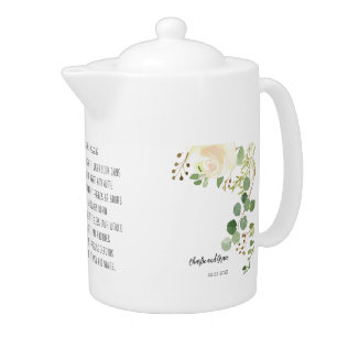 Old Irish Blessing & Personalize Wedding Greenery Teapot