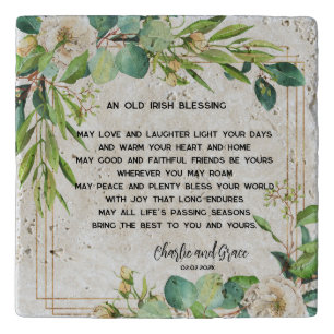 Old Irish Blessing & Wedding Greenery 2  Trivet