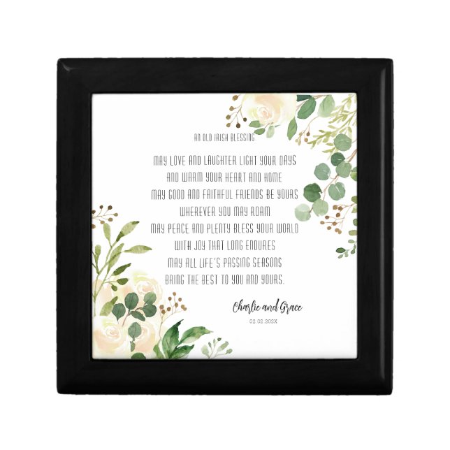 Old Irish Blessing & Wedding Greenery  Gift Box (Front)