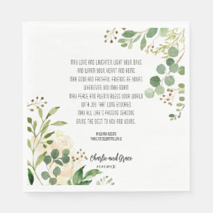 Old Irish Blessing & Wedding Greenery Napkins