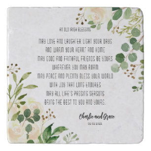 Old Irish Blessing & Wedding Greenery  Trivet