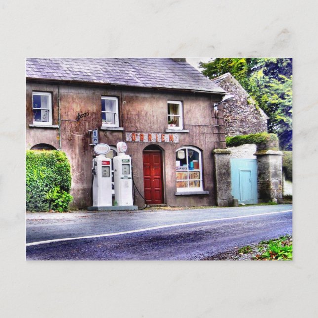 Old Irish Petrol Station Postcard (Front)