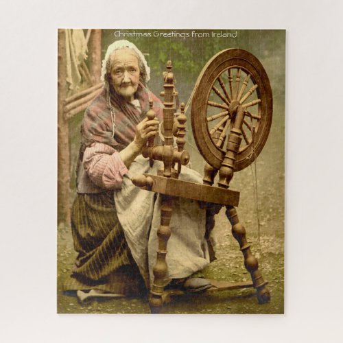 Old Irish Wool Spinner Lady Jigsaw Puzzle