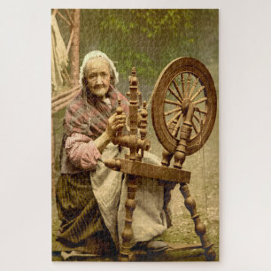Old Irish Wool Spinner Lady Jigsaw Puzzle