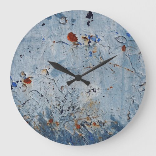 Old Iron Blue Stain Corrode Large Clock