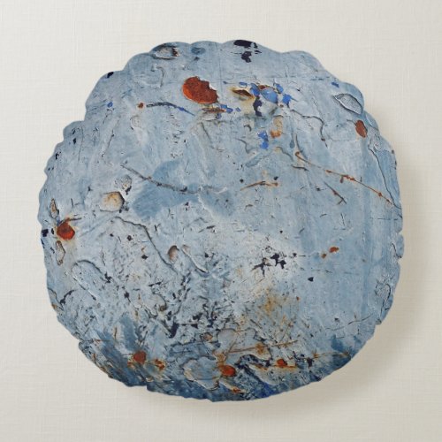 Old Iron Blue Stain Corrode Round Pillow