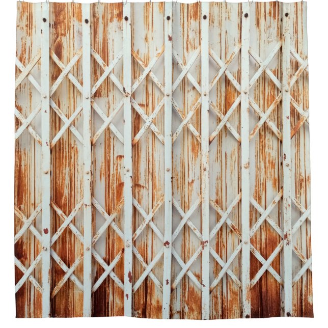 Old iron door panels are rusted. abstract,antique, shower curtain (Front)