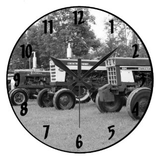 Old Iron Monochrome Tractor Show 2016 Large Clock