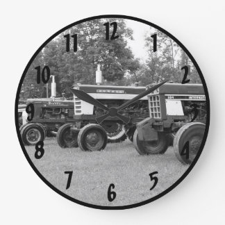 Old Iron Monochrome Tractor Show 2016 Large Clock