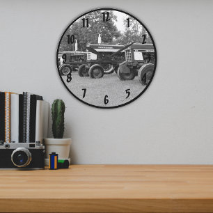 Old Iron Monochrome Tractor Show 2016 Large Clock