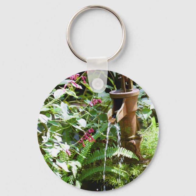 Old Iron Pump Fountain Keychain (Front)