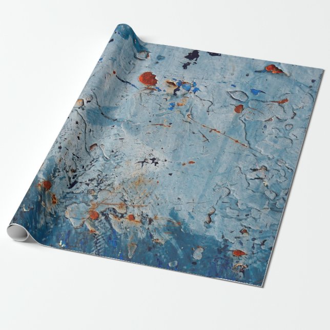 Old iron surface with a blue stain, corrode it.    wrapping paper (Unrolled)