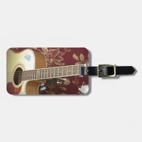 Old is gold vintage guitar luggage tag