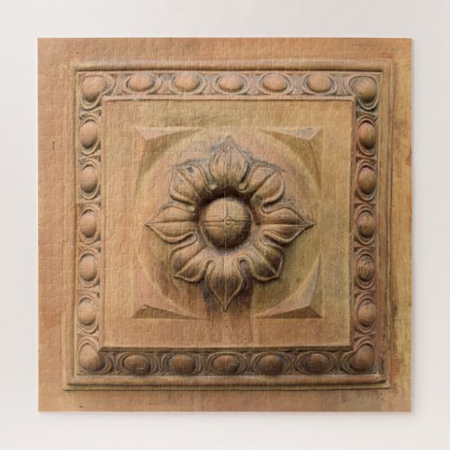Old Italian terracotta floral plaque rosette tile Jigsaw Puzzle
