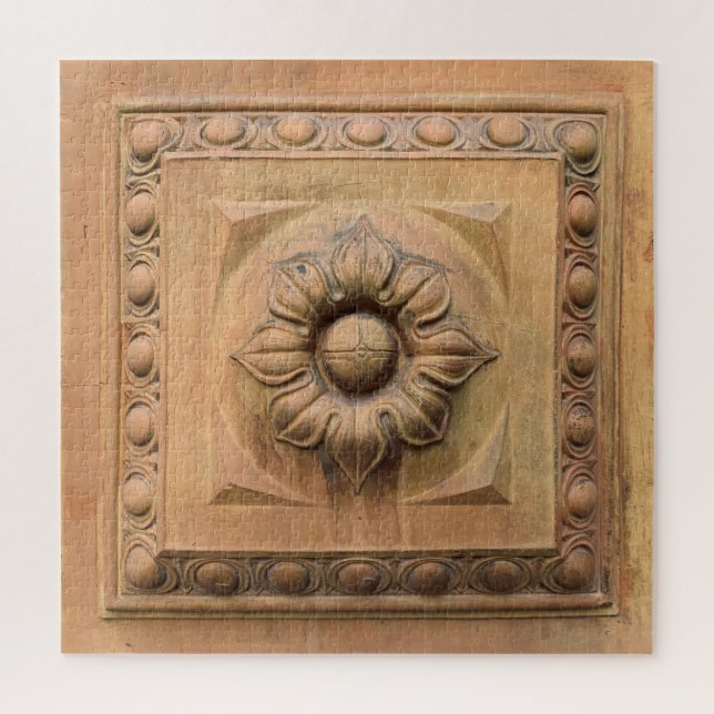 Old Italian terracotta floral plaque, rosette tile Jigsaw Puzzle (Vertical)
